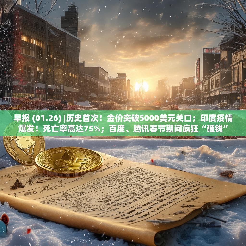 详细阅读:早报 (01.26) |历史首次!金价突破5000美元关口;印度疫情爆发!死亡率高达75%;百度、腾讯春节期间疯狂“砸钱” 早报 (01.26) |历史首次!金价突破5000美元关口;印度疫情爆发!死亡率高达75%;百度、腾讯春节期间疯狂“砸钱”
