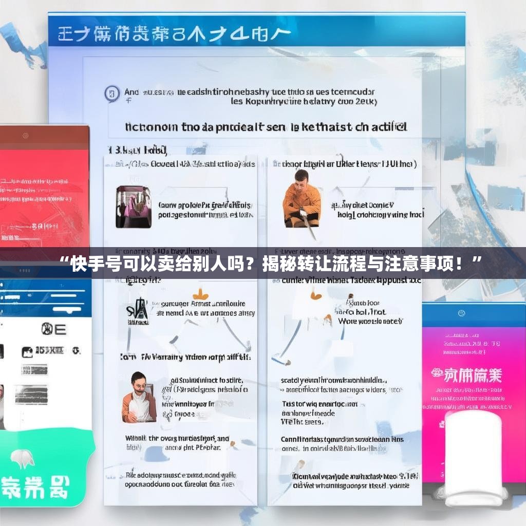 “快手号可以卖给别人吗？揭秘转让流程与注意事项！”