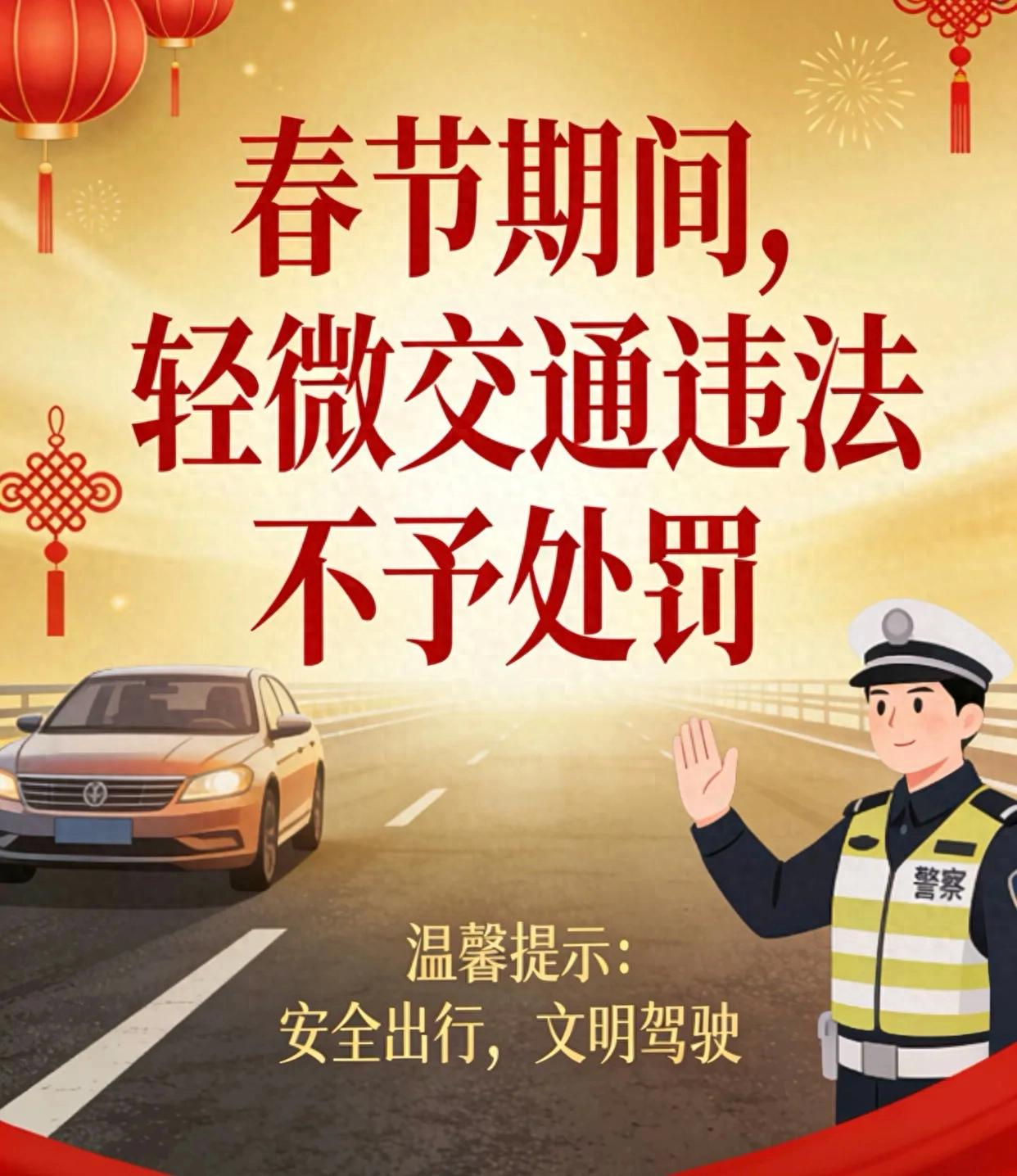 2026 春节交通管理通告，轻微违章不罚，严重违法必究