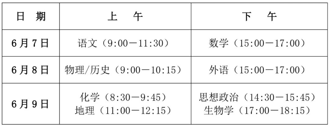 四川省2025年高考科目考试时间及分值情况全解读